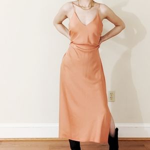 Silky slip dress in peachy color